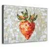 Aardbei - Rood - Mozaïek - Fruit Textielframe zwart klein -3d