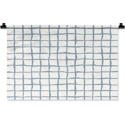 Patroon - Raster - Blauw - Grijs Wandkleed katoen klein 269 -zz3d