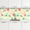 Schelpen - Zeester - Strand - Vintage - Patroon keuken achterwand 2 middel 871 -3d