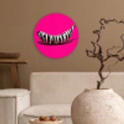 Banaan - Zebraprint - Roze Wandcirkel kunststof plaat 5mm dik klein -sfeer1
