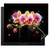 Orchidee - Graffiti - Kleurrijk - Bloemen - Abstract Inductie beschermer vinyl 3mm middel -3d