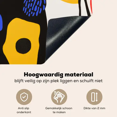 Bloemen - Bladeren - Abstract - Zwart Inductie beschemer met haakjes klein -ky-onderkant-nl