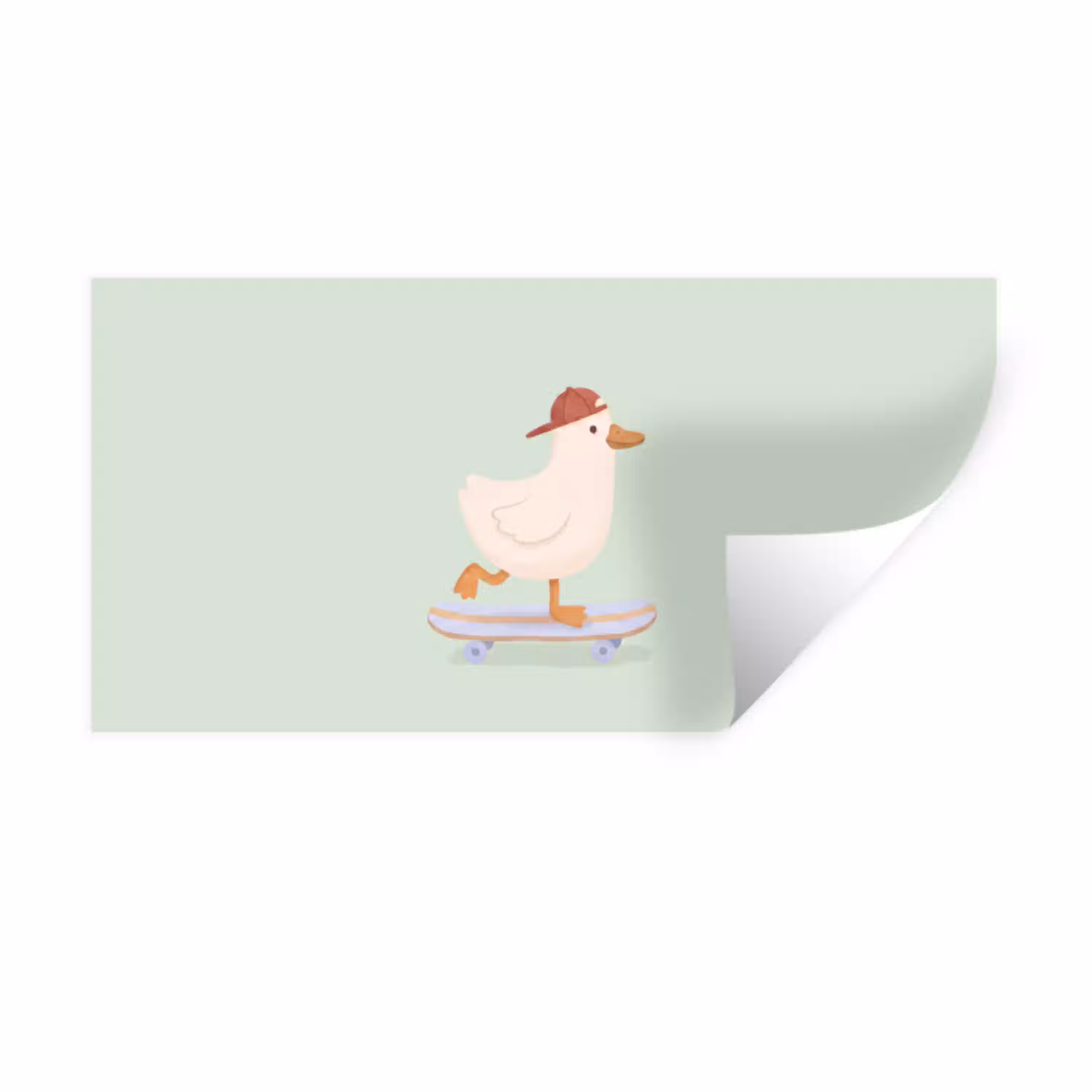 Vogel - Skateboard - Dieren - Cartoon - Speels Muursticker klein -3d