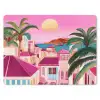 Stad - Roze - Palmbomen muismat rubber klein -3d