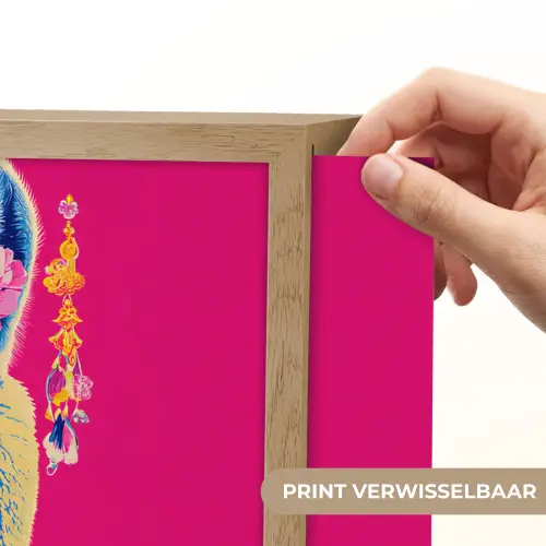 Lama - Kimono - Bloemenkrans - Felroze Light Box met batterij (Wandlamp) middel -USP_websiteprintNL