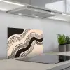 Golven - Zwart - Zandkleur keuken achterwand spatscherm klein -3d_schuin