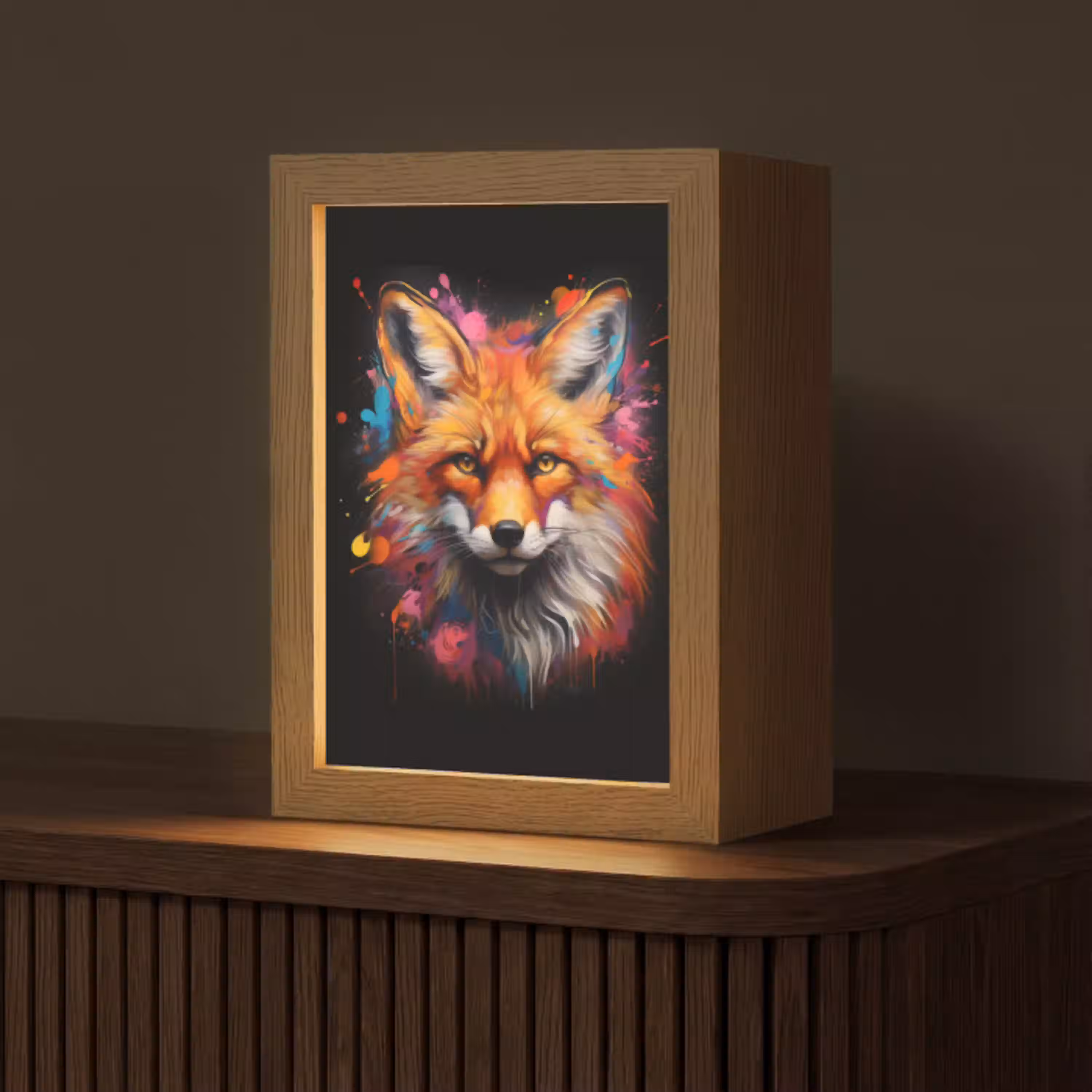 Graffiti - Vos - Zwart - Pop art Light Box met kabel (Tafellamp) klein -z3d_website