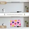 Hartjes - Valentijn - Patroon - Kleurrijk keuken achterwand spatscherm klein -voor_na_NL