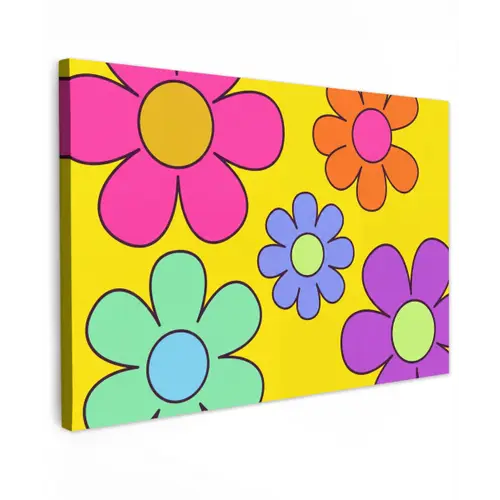 Bloemen - Illustratie - Kleurrijk canvas 2cm klein -z3d