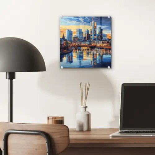 Zonsondergang Frankfurt - Stad - Skyline - Water plexiglas 5mm klein -sfeer6