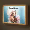 Paard - Meisjes - Blauw - Roze Light Box met batterij (Wandlamp kind) middel -z3d_website