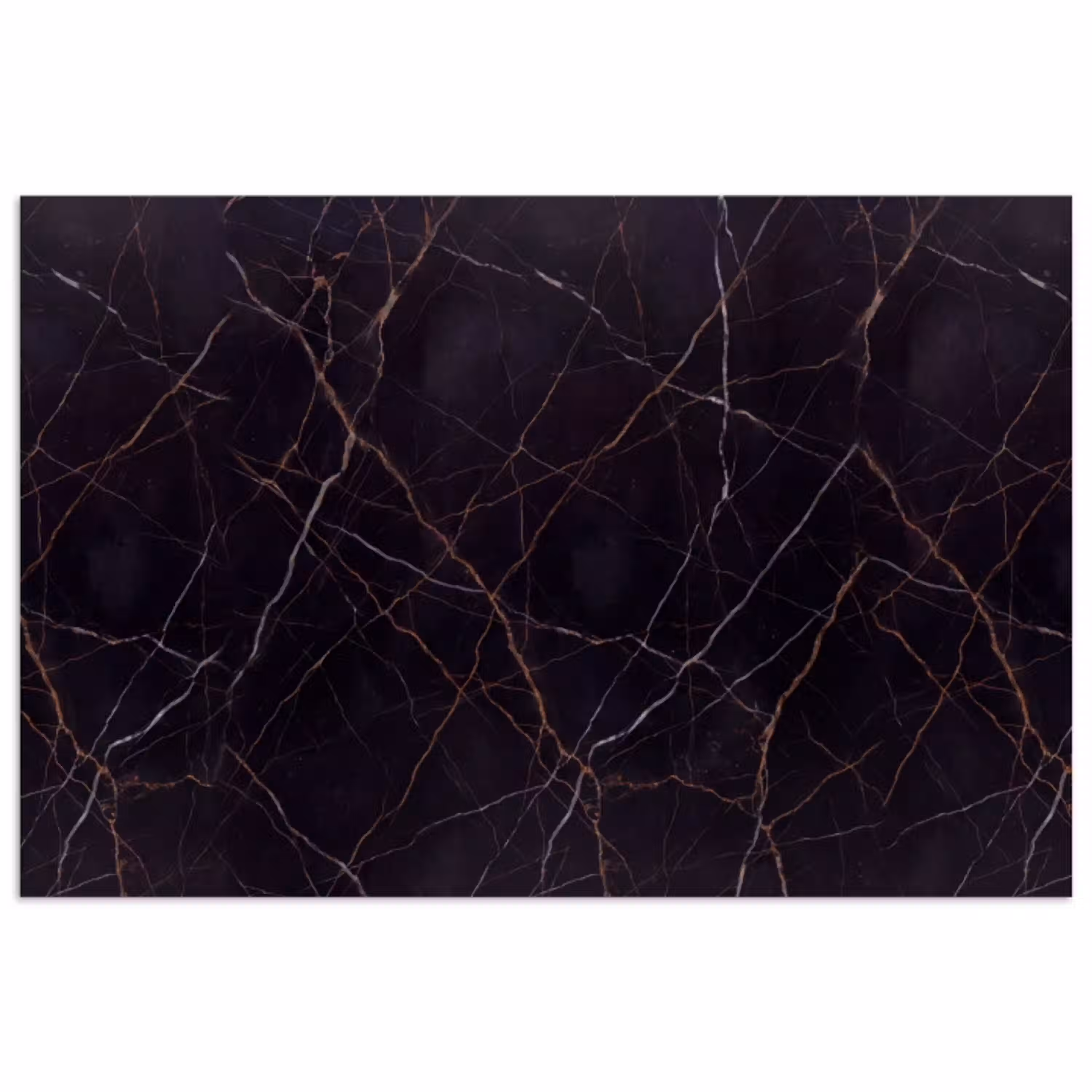 Natuursteen - Marmerpatroon - Abstract - Modern - Zwart - Goud poster papier klein -3d