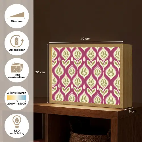 Retro - Floraal - Paars Light Box met batterij (Wandlamp) middel 907 -USP_websiteoverzichtNL
