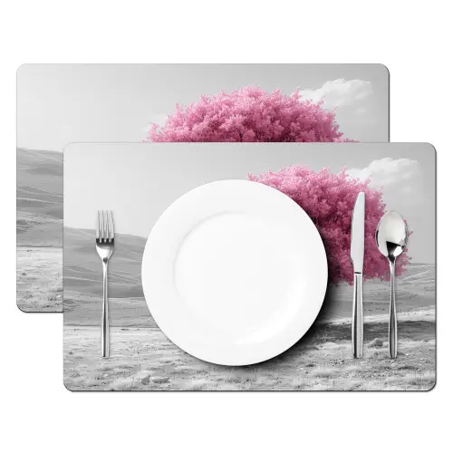 Boom - Natuur - Roze - Zwart wit Placemat vinyl groot -zzsfeer2_Kitchenyeah-website