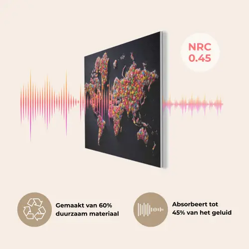 Wereldkaart - Snoepjes - Felle kleuren PET vilt klein -USP_NL