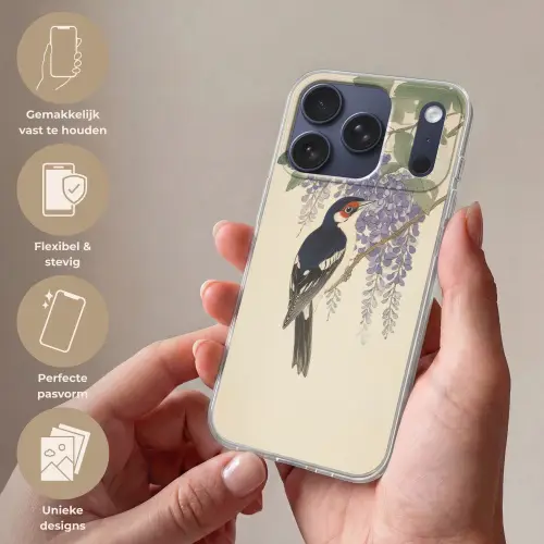 Specht - Bloemen - Paars Telefoonhoesje iPhone 17 Pro klein -sfeer3_NL