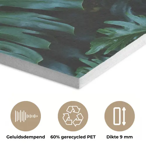 Monstera -  Inductie beschermer - Bladeren - Tropical - Afdekplaat voor kookplaat PET vilt klein -closeup_NL