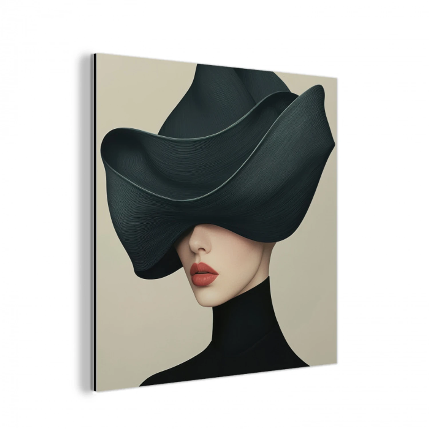 Vrouw - Groen - Hoed aluminium wit klein -3d