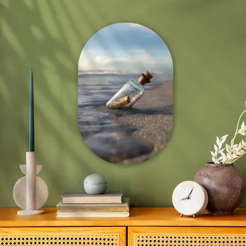 Glazenfles - Post - Zee - Zand Wandcirkel Ovaal Forex klein -sfeer2