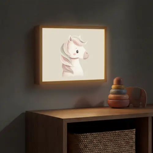 Pony - Minimalistisch - Pastel Light Box met batterij (Wandlamp kind) middel -sfeer5_kind
