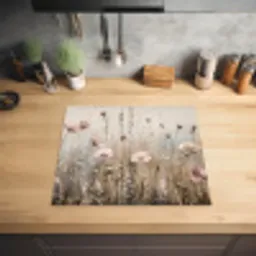 Bloemen - Roze - Modern - Beige Inductie beschermer vinyl 3mm middel -sfeer5