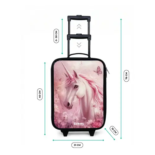 Eenhoorn - Roze - Vlinders - Bloemen Kinderkoffer - Zwart klein -productfoto_formaten