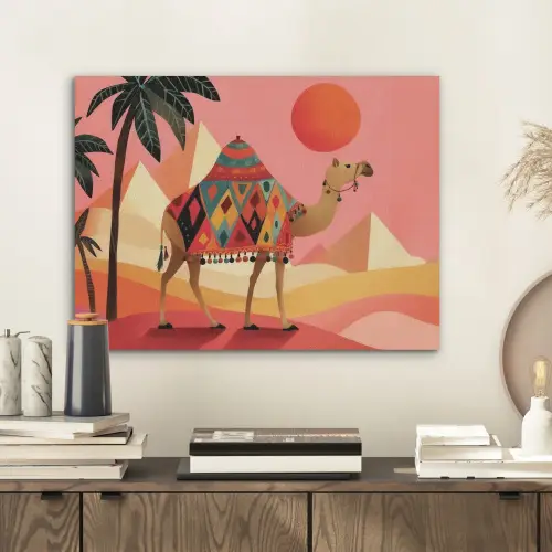 Kameel - Pyramides - Rode zon PET vilt klein -sfeer1