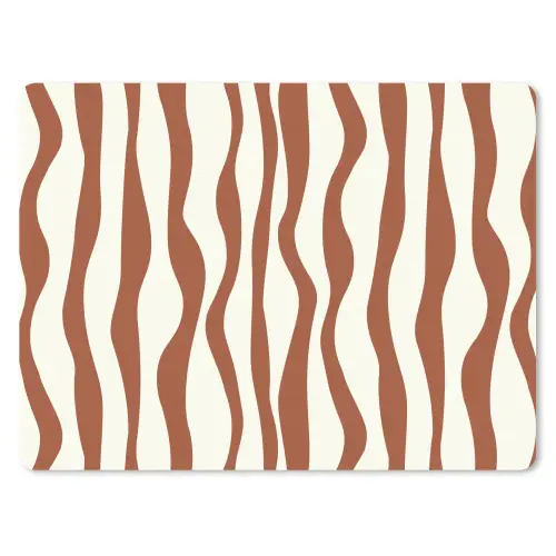Golvende lijnen - Strepen - Beige - Bruin muismat rubber klein -3d