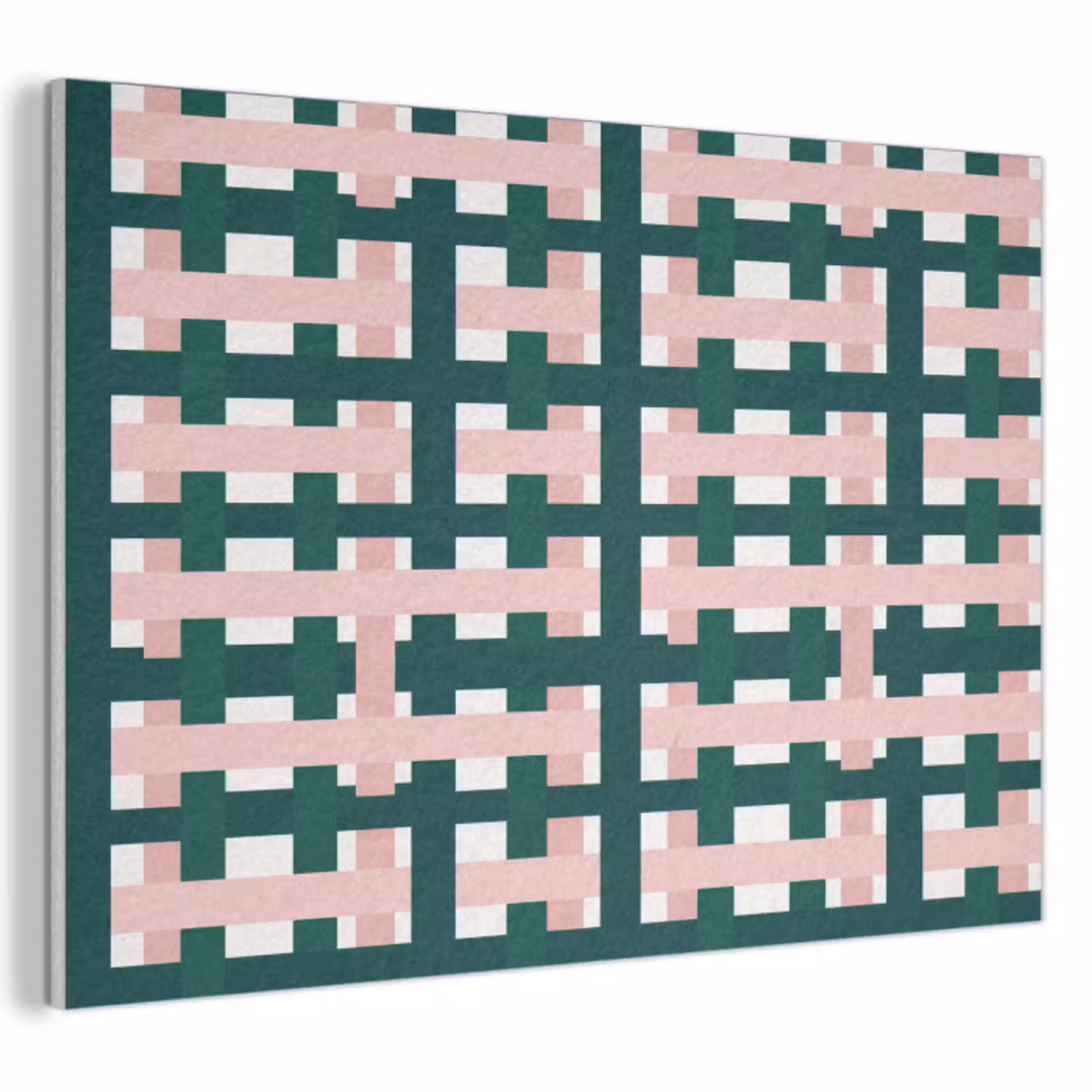 Vlechtpatroon - Groen - Roze - Grafisch PET vilt klein 837 -3d