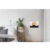 Bergsilhouetten - Gouden cirkel - Beige textielposter latten blank klein -woonkamer