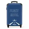 Blauwe achtergrond met vliegtuig en tekst Flight Mode NBS - Handbagage koffer - Kinderen Unisex middel -productfoto_recht