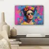 Vrolijk portret - Vrouw - Bloemenkroon canvas 2cm klein -sfeer6
