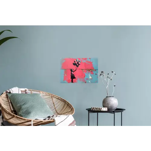 Graffiti - Meisje - Ballon - Banksy - Street art Muursticker klein -plant