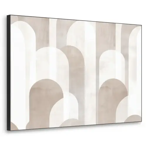 Abstracte bogen - Modern - Beige Textielframe zwart klein -3d