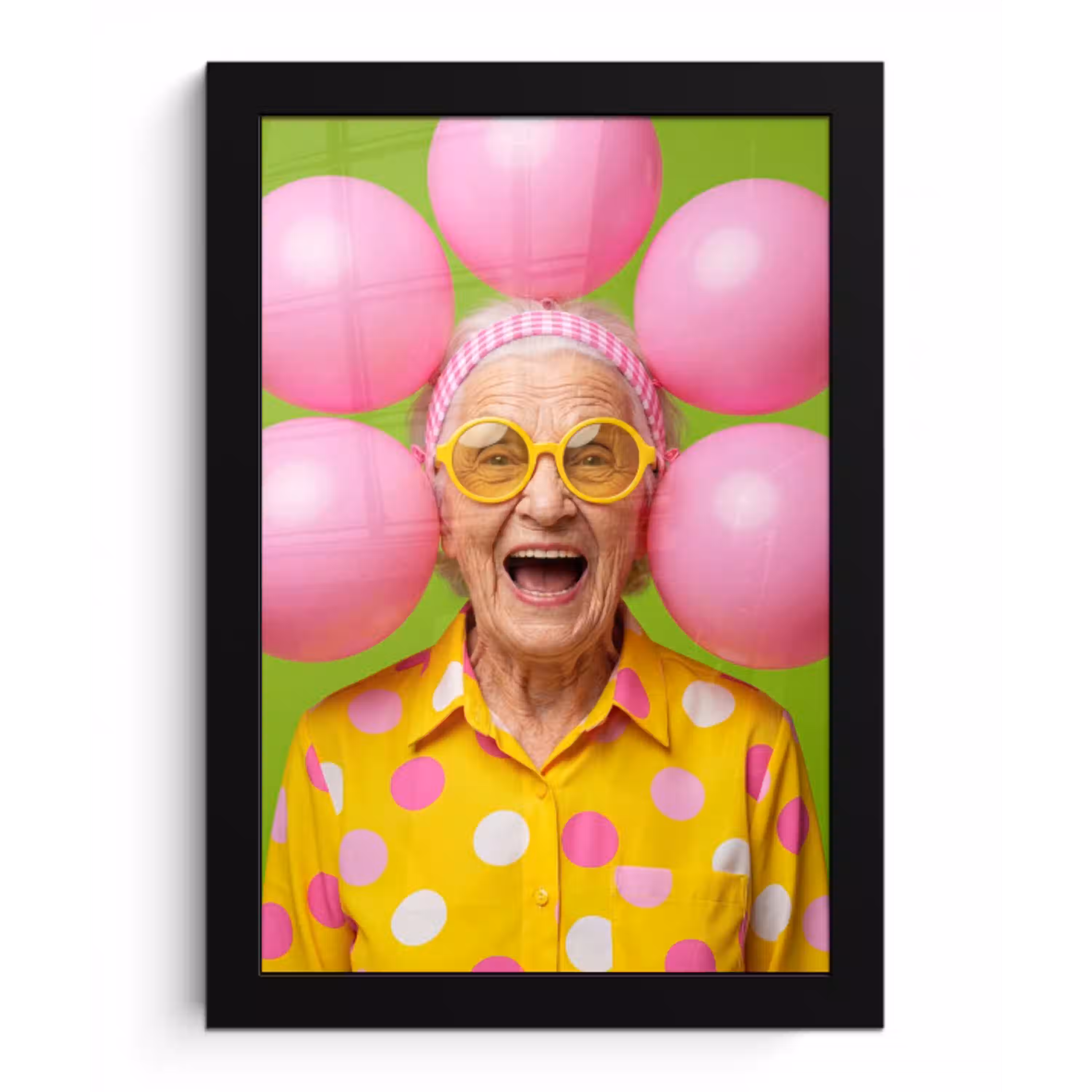Mens - Ballonnen - Feest - Kleurrijk - Roze fotolijst zwart zonder passe partout klein -3d