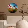 Klaprozen - Toscane - Zon - Rood - Blauw Wandcirkel kunststof plaat 5mm dik klein -sfeer1