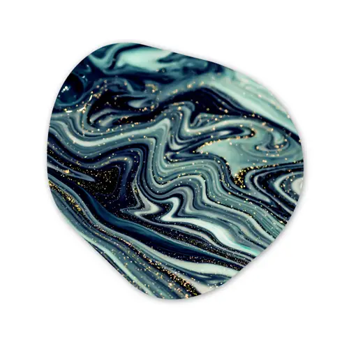 Marmer - Goud - Blauw - Glitter - Marmerlook - Abstract Wandcirkel Organisch Forex 3mm klein -3d