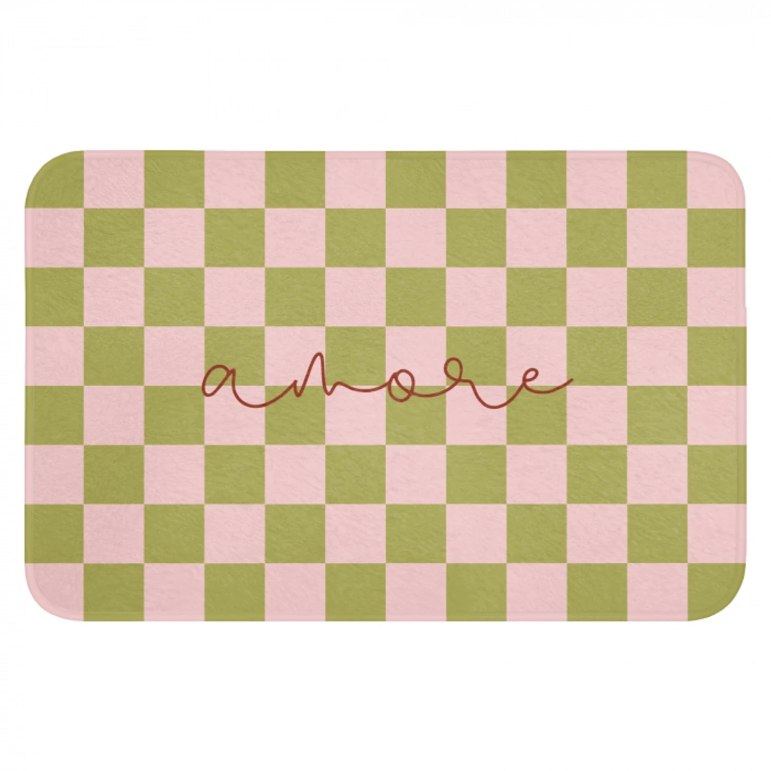 Patroon - Geblokt - Olijfgroen - Amore Badmat klein -3d