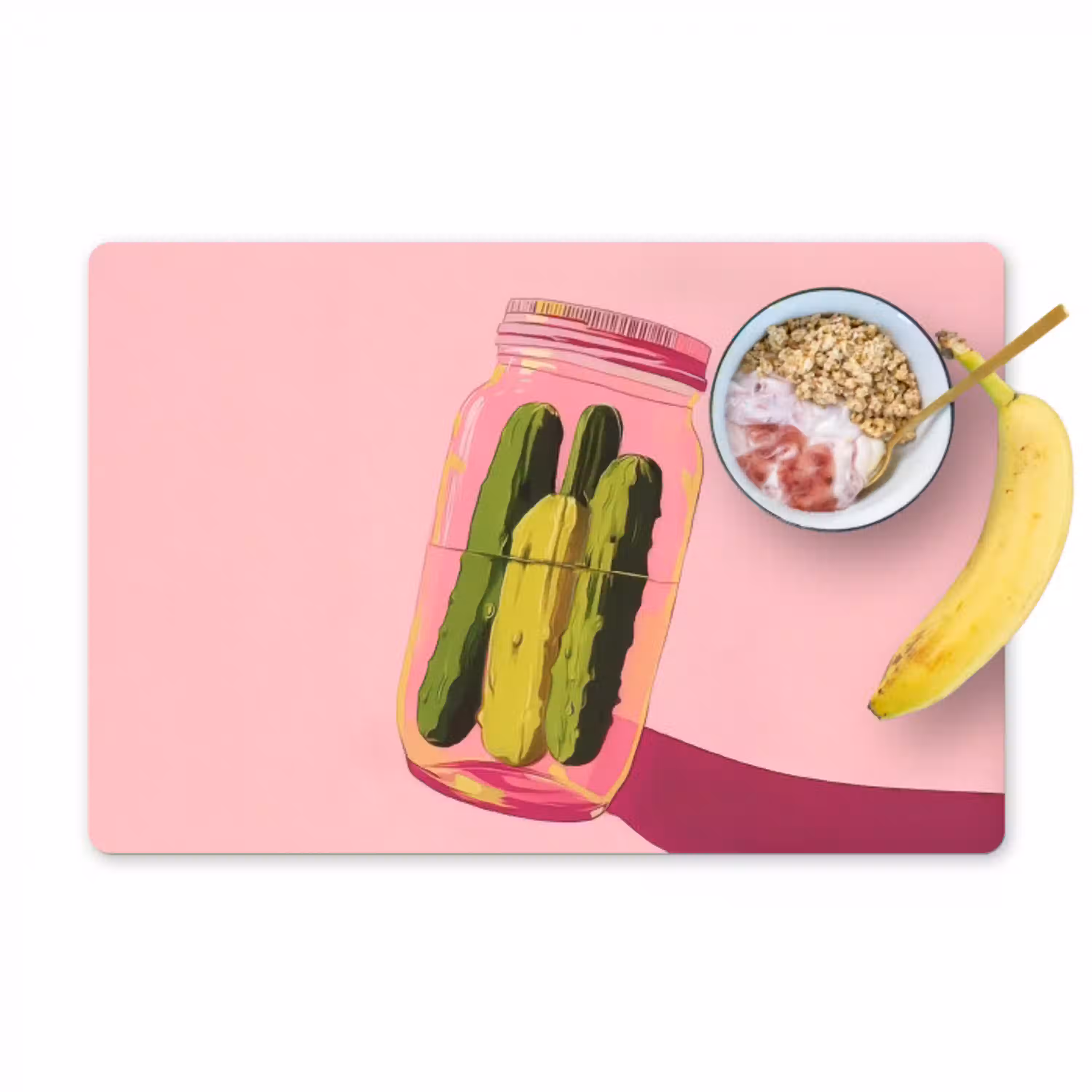 Augurken - Pot - Schaduw - Roze Placemat vinyl groot -zzzproduct_Kitchenyeah-website
