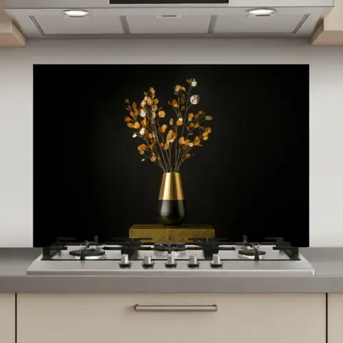 Goudbruine - Bladeren - Vaas - Herfstachtig keuken achterwand spatscherm klein -3d_website