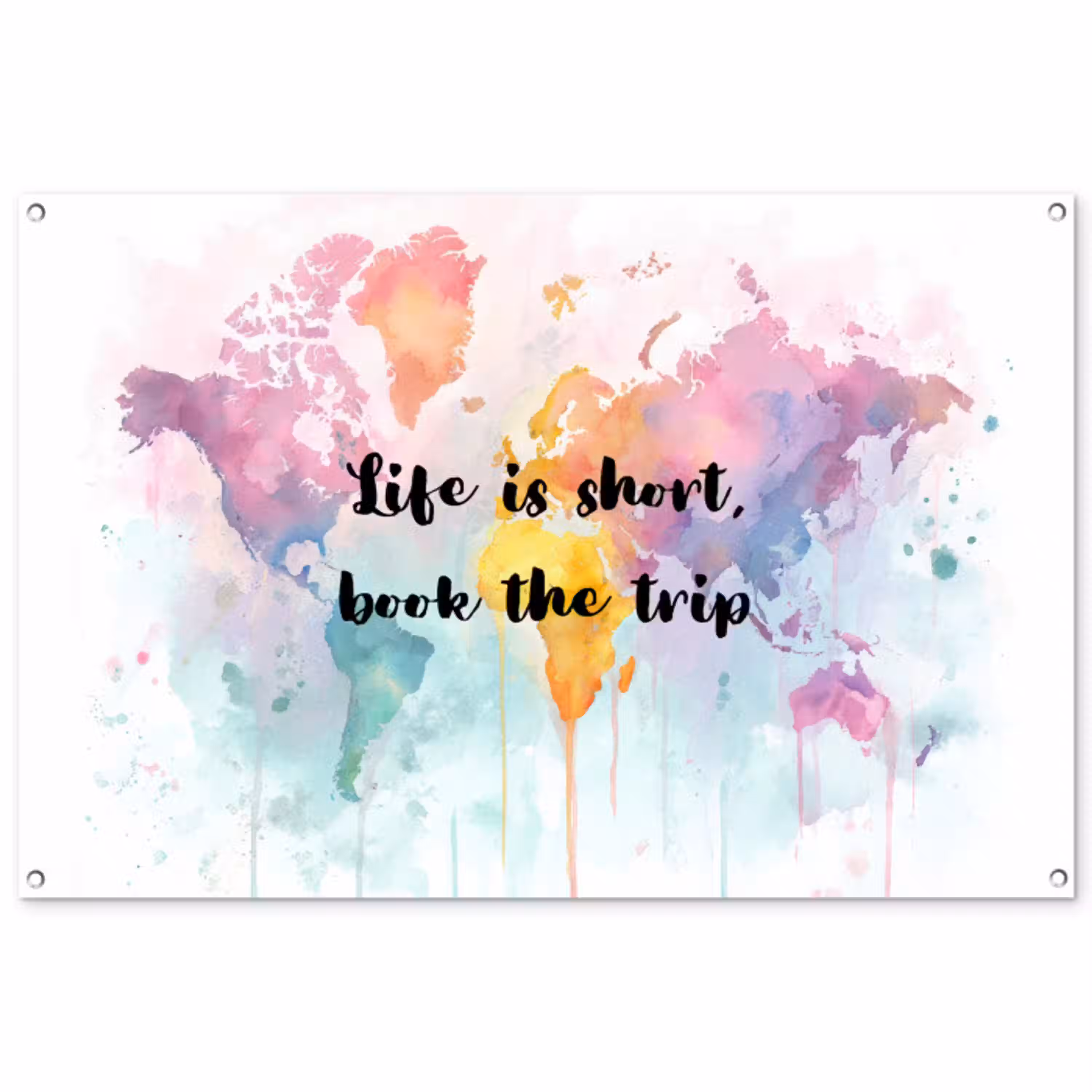 Pastelkleuren - Quote - Sierletters tuinposter los doek groot -3d
