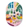 Tafel - Wijn - Fruit Wandcirkel Ovaal Glas middel -3d