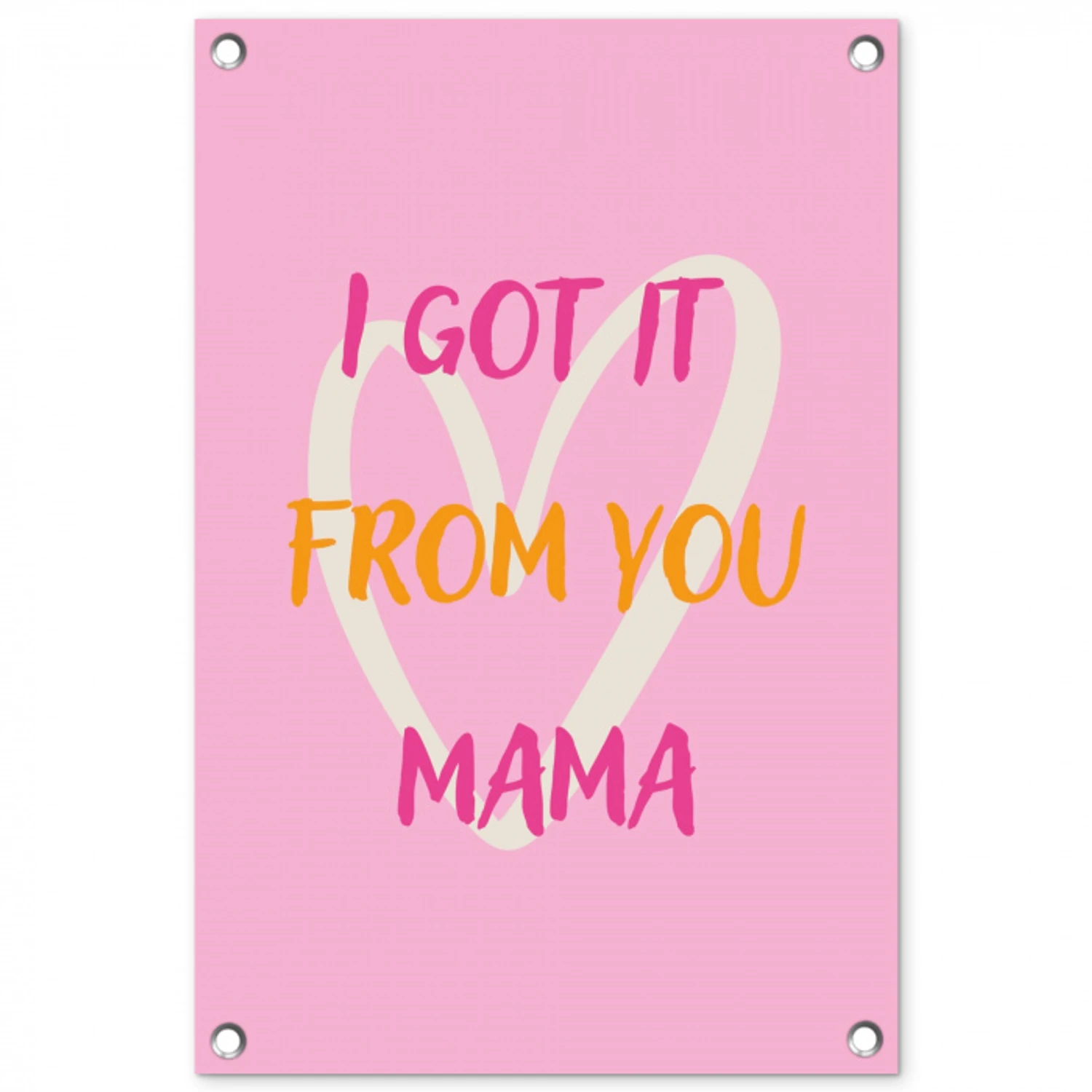Mama - Quote - Hart - Roze tuinposter los doek klein -3d