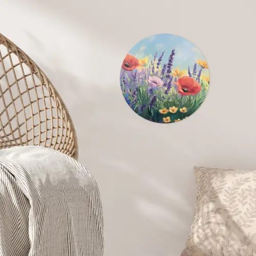 Weide - Bloemen - Kleurrijk Wandcirkel behangsticker klein -sfeer4