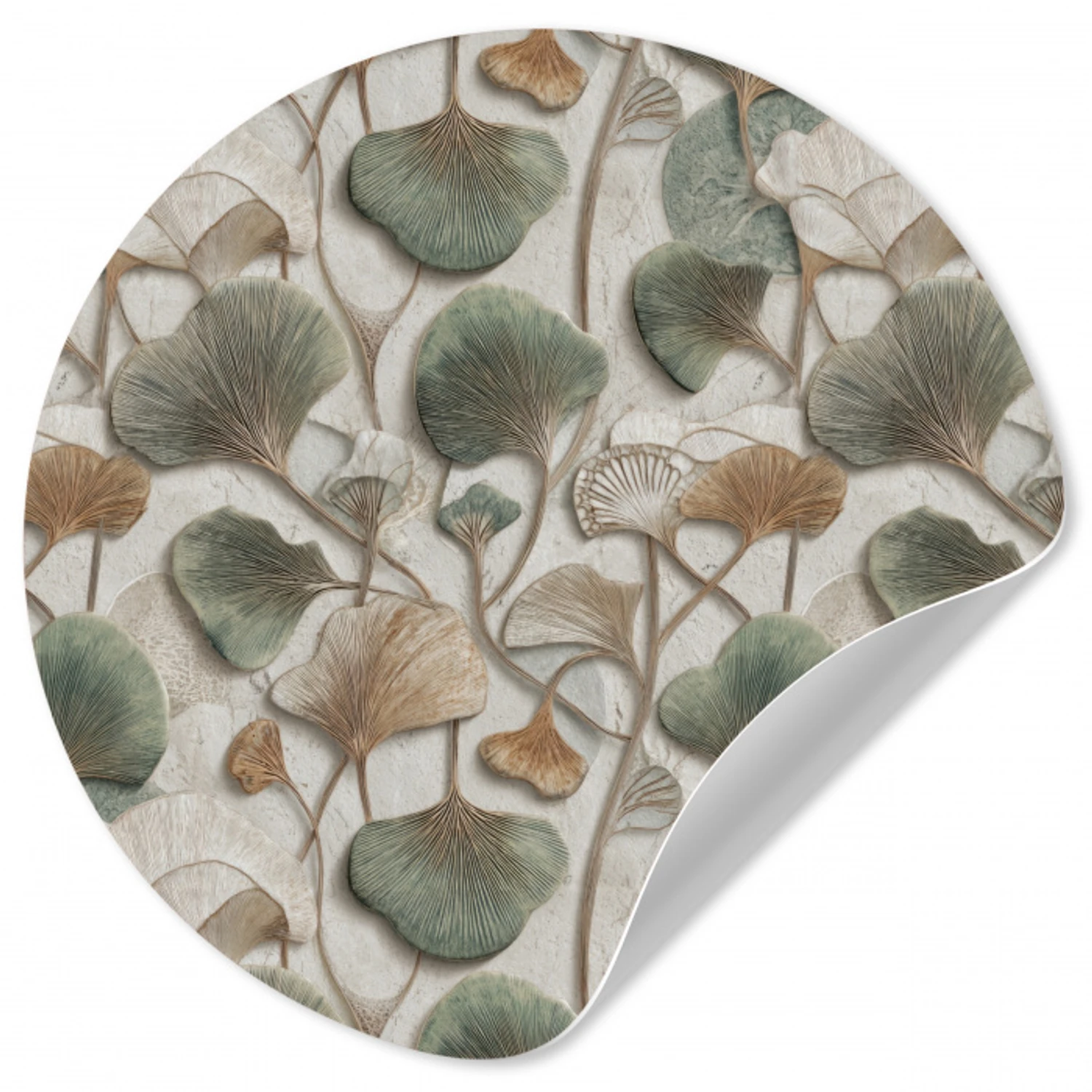 Elegant - Bladeren - Groen Wandcirkel behangsticker klein 186 -3d