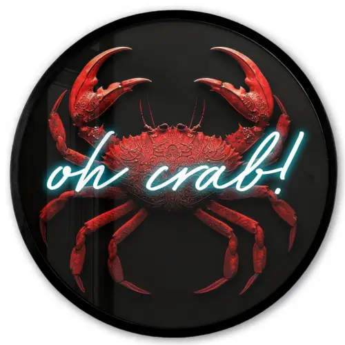 Krab - Rood - Neon - Quote Fotolijst rond zonder passe partout klein -3d