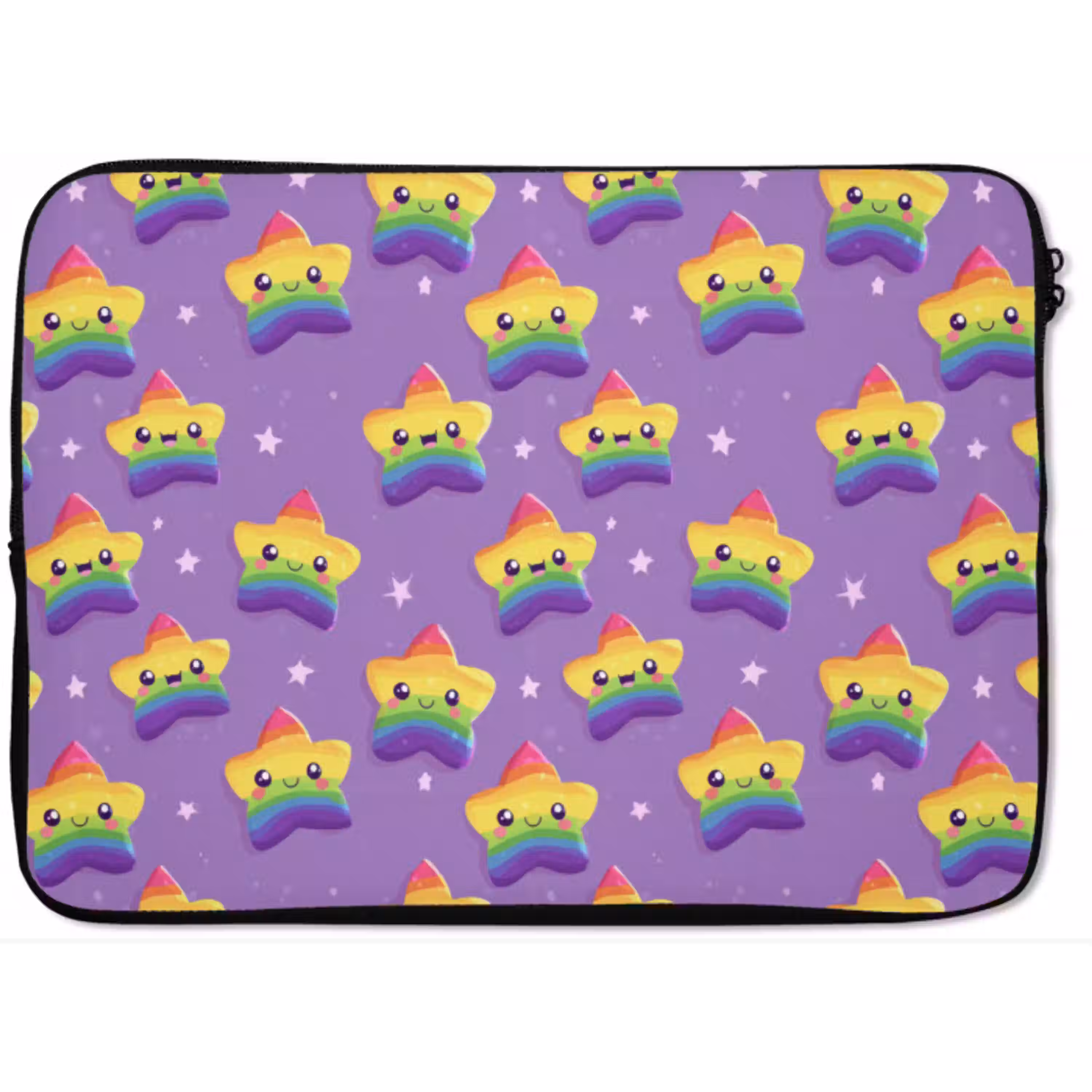 Sterren - Regenboog - Paars laptophoes neopreen klein 279 -zkaufland3dotto