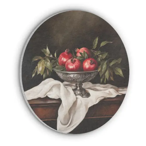Granaatappels - Klassiek - Vintage Akoestische PET Vilt - Rond klein -3d
