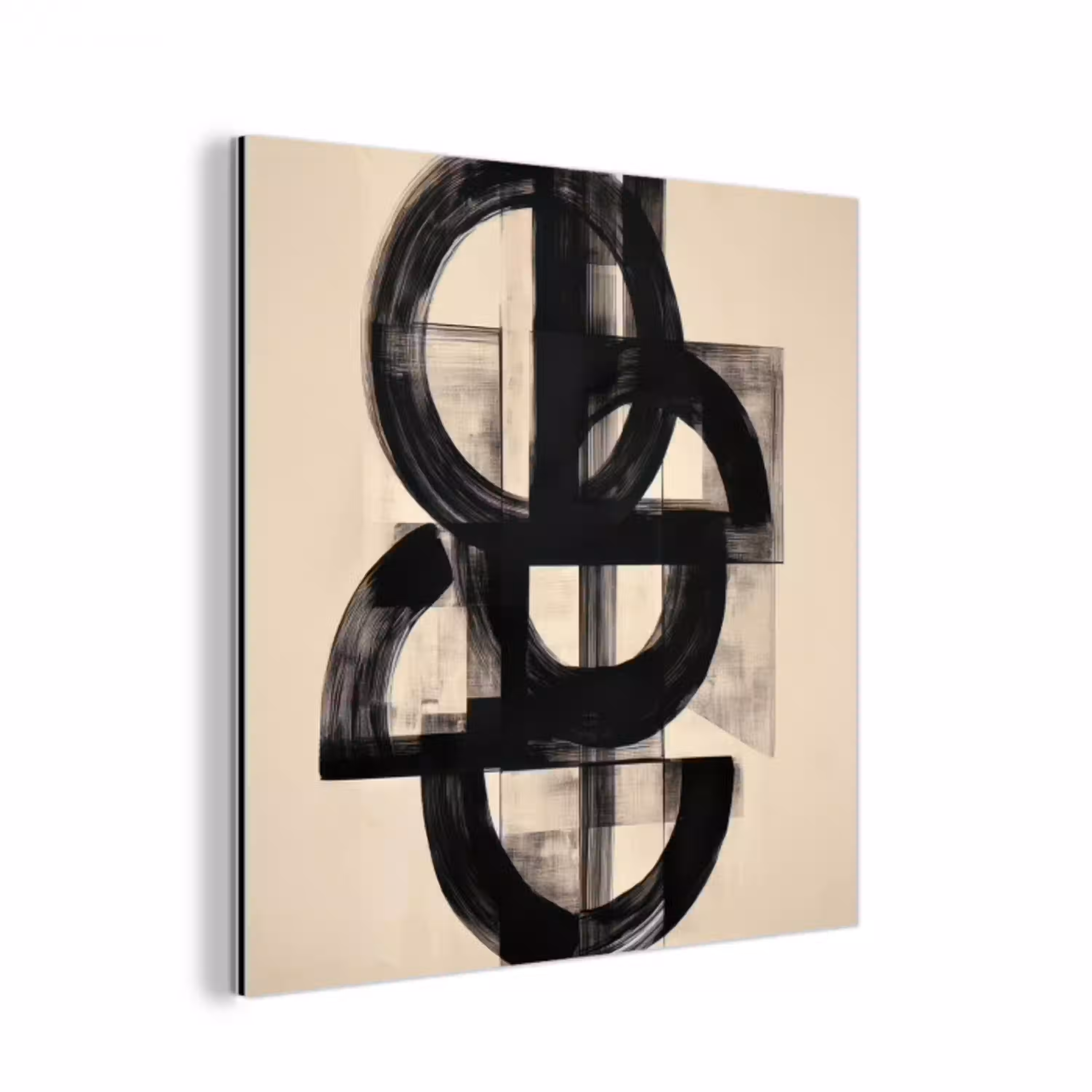 Cirkels - Lijnen - Vormen - Zwart aluminium wit klein -3d