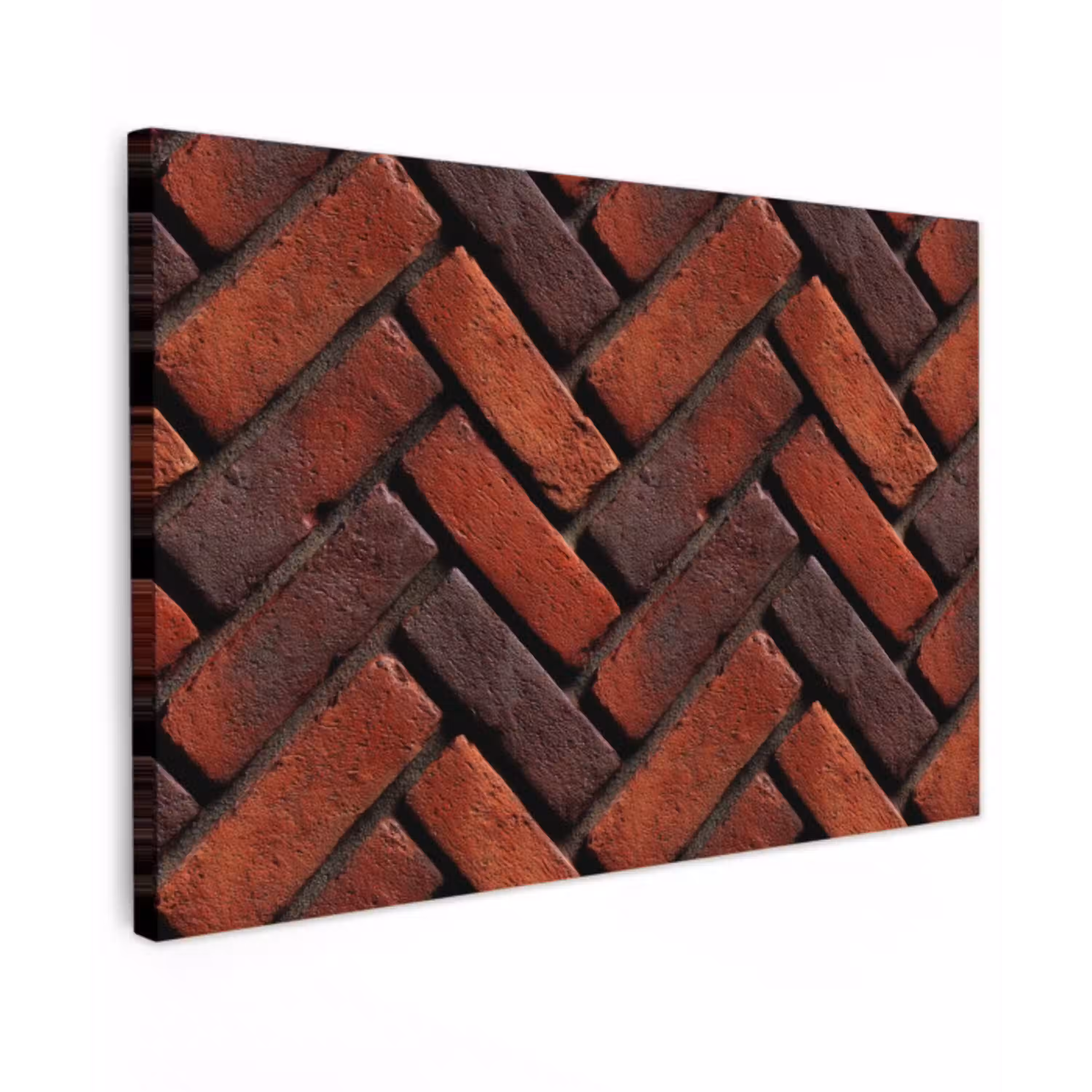 Bakstenen - Visgraat - Structuur - Roodbruin Tuinposter op houten frame 2 cm dik klein 845 -3d